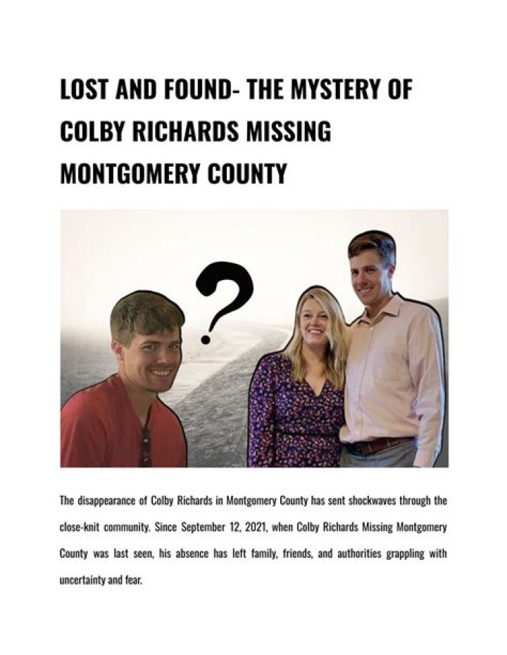 Colby Richards Missing Montgomery County