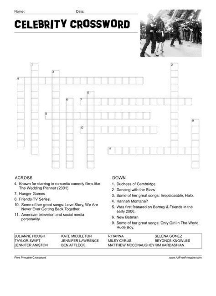 Printable Celebrity Crossword Puzzles Printable Word Searches